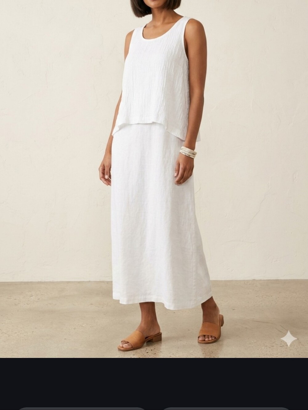 J Jill Pure Jill Linen Maxi Dress Women's Size Medium White Layered Textured Top
